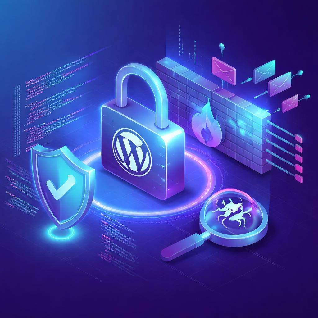 WordPress security concept with digital protection