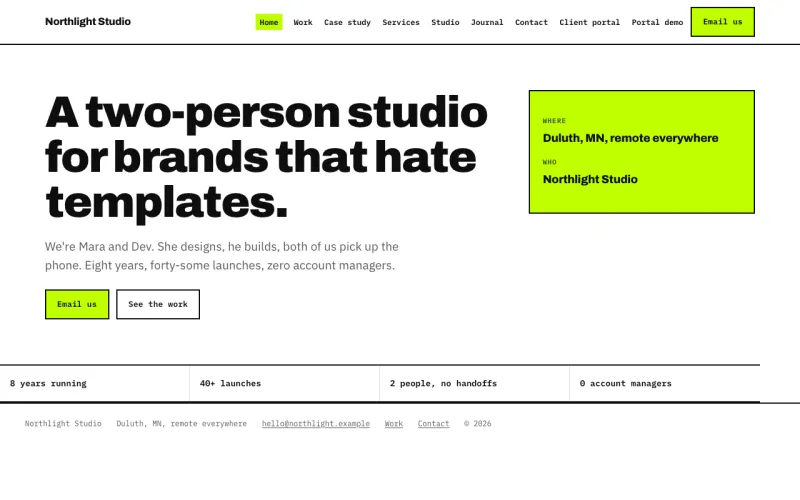 Agency & Studio in the Signal Lime style