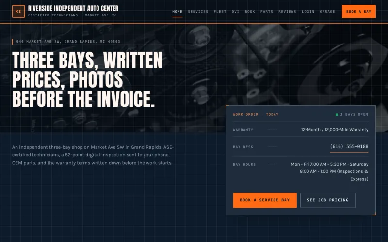 Auto Shop in the Blueprint Navy style