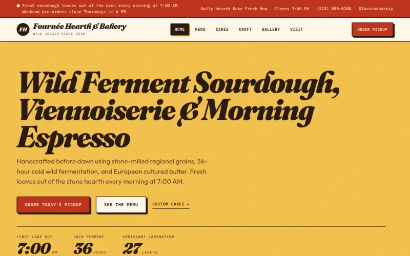 Artisan Bakery & Café starter site, home page