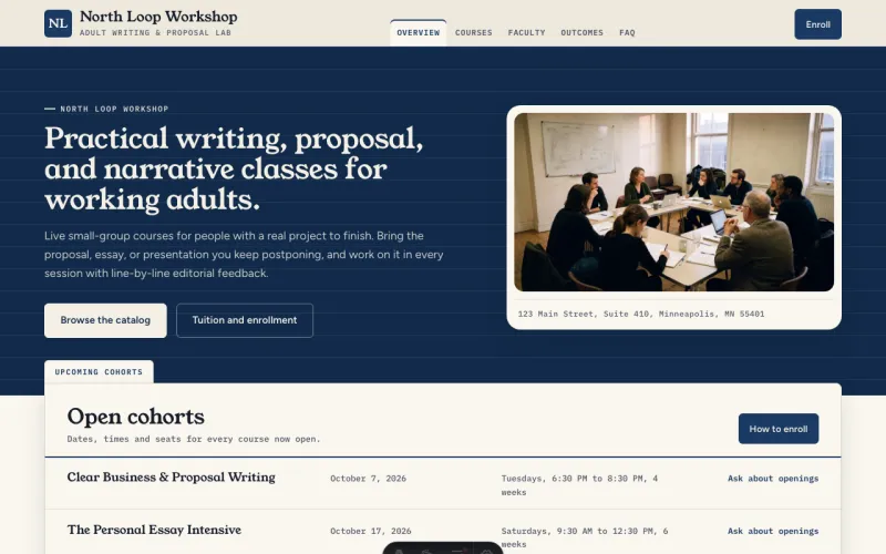 Courses & Tutoring in the Oxford Ledger style
