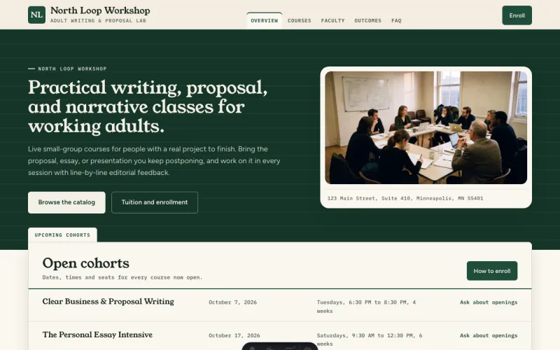 Courses & Tutoring starter site, home page