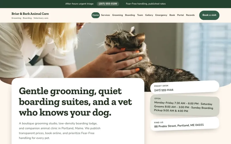 Pet Services & Vet in the Cream & Forest style