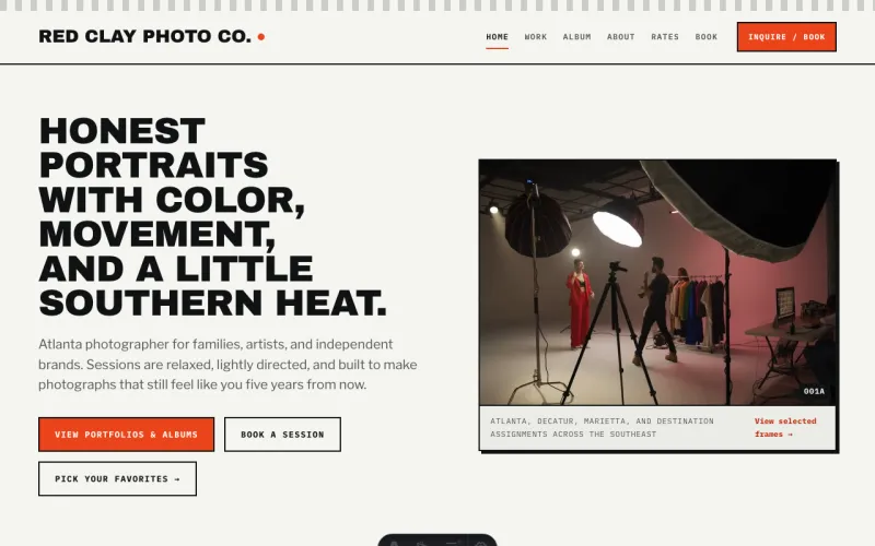 Photography starter site, home page