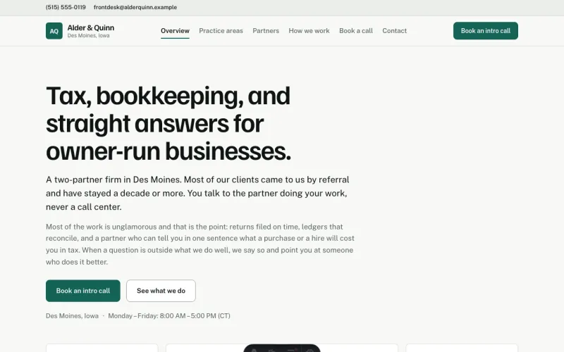 Professional Services starter site, home page