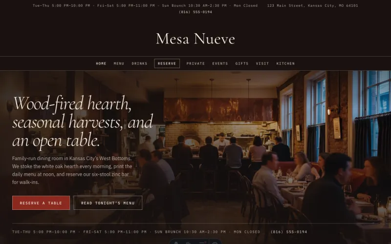 Restaurant & Café starter site, home page